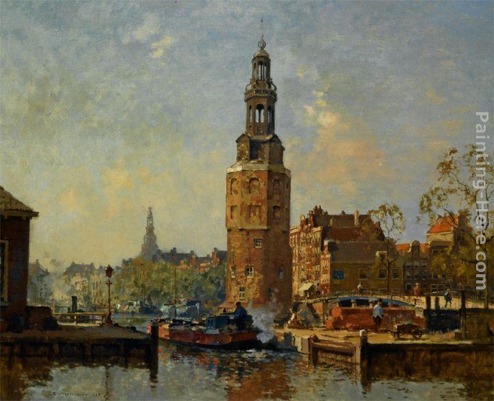 Cornelis Vreedenburgh A view of the Montelbaanstoren Amsterdam